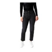 Straight Fit Jeans met hoge taille Lee , Black , Dames