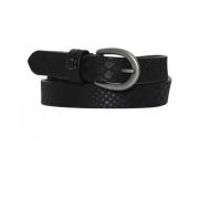 Leren riem met slangenprint Gustav , Black , Dames