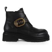 Chunky leren enkellaars met rits Kurt Geiger , Black , Dames