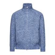 Blauwe Zip Trui Raglan Stijl Brunello Cucinelli , Blue , Heren