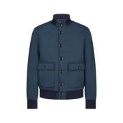 Blauwe Technische Jersey Bomberjack Dondup , Blue , Heren