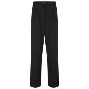 Zwarte zachte broek met plooien 5Progress , Black , Dames