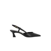 Zwarte leren slingback hakken Stuart Weitzman , Black , Dames