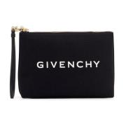 Canvas Logo Clutch met ritssluiting Givenchy , Black , Dames