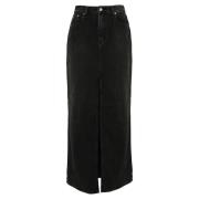 Zwarte Denim Rok met Rits Roy Roger's , Black , Dames