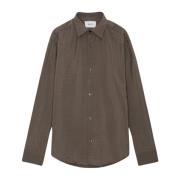 Gedrukte Twill Button-Up Shirt Nn07 , Brown , Heren