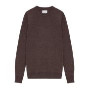 Wollen Crewneck Sweater met Drop-Back Schouder Nn07 , Brown , Heren