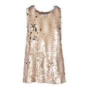 Polyester Mouwloze Top Erika Cavallini , Beige , Dames