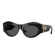 Stijlvolle zonnebril in glanzend zwart Versace , Black , Dames