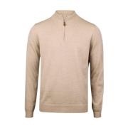 Beige Merino Wool Half Zip Sweater Stenströms , Beige , Heren