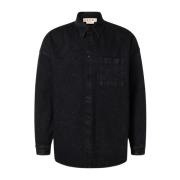 Marmer geverfde katoenen denim overhemd Marni , Black , Heren