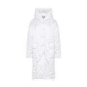 Witte Lange Gewatteerde Jas met Capuchon Duno , White , Dames