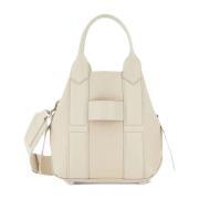 Witte Dames Shopper met Leren Inzetstukken Hogan , White , Dames