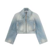 Paris Cropped Denim Jack Palm Angels , Blue , Dames