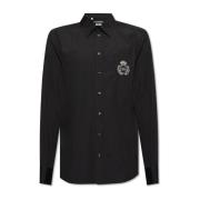 Katoenen shirt met applicatie Dolce & Gabbana , Black , Heren