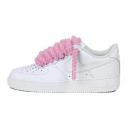 Nike Air Force 1 Low Rope Laces Pink Custom Nike , White , Heren