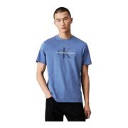 Blauw Logo Katoenen T-shirt Calvin Klein , Blue , Heren