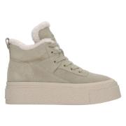 Khaki wollen gevoerde hoge sneakers met velours voor de winter ES8 Er0...