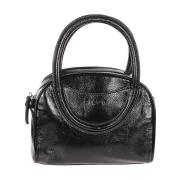 Zwarte leren mini bowler tas Staud , Black , Dames