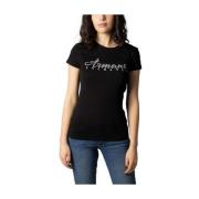 Zwarte Katoenen Dames T-shirt Lente/Zomer Collectie Armani Exchange , ...