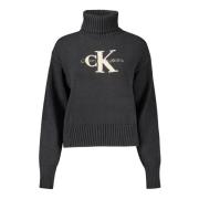 Zwarte trui met lange mouwen en logo Calvin Klein , Black , Dames