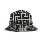 Monogram Bucket Hat Balmain , Black , Dames