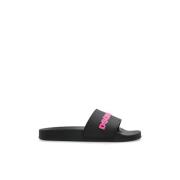 Rubberen slides met logo Dsquared2 , Black , Dames