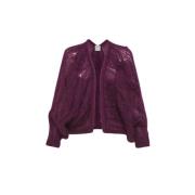 Bloemen Mohair Kabel Kimono Vest Forte Forte , Purple , Dames