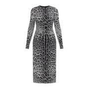 Zijden jurk met dierenprint Dolce & Gabbana , Gray , Dames