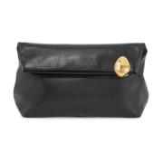 Vierkante Nappa Leren Juweel Pochette Jil Sander , Black , Dames