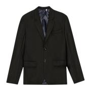 Klassieke Zwarte Wollen Blazer Nn07 , Black , Heren