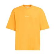 Logo Katoenen T-shirt Licht Oranje Marni , Orange , Heren