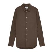 Minimalistisch Jersey Shirt met Parelmoerknopen Nn07 , Brown , Heren