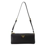 Zwarte leren handtas Lente-Zomer 2025 Prada , Black , Dames