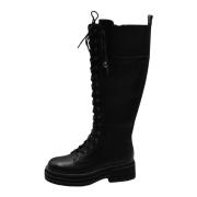 Zwarte Leren Chelsea Combatlaarzen Kurt Geiger , Black , Dames