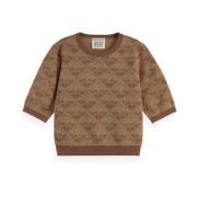 Monogram Jacquard Cropped Pullover Scotch & Soda , Brown , Dames