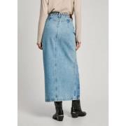 Denim Midi Rok met Borduursel Pepe Jeans , Blue , Dames