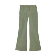 Charlotte broek in amandelgroen glad fluweel Ines De La Fressange Pari...