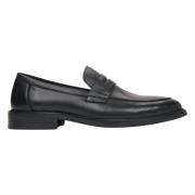 Zwarte heren penny loafers gemaakt van echt leer Estro , Black , Heren