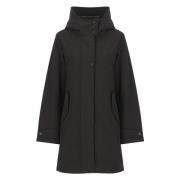 Zwarte Parka met Capuchon en Zakken Woolrich , Black , Dames