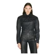 Gewaxte Denim Jack Mugler , Black , Dames