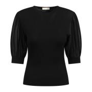 Gebreide Ballonmouw Crew Neck Top Ulla Johnson , Black , Dames