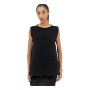 Geplooide Boothals Gebreide Top Issey Miyake , Black , Dames