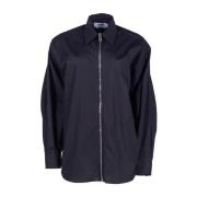 Zwart Zip-up Shirt met Geplooide Mouwen Msgm , Black , Dames