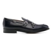 Zwarte leren dubbele gesp loafers Doucal's , Black , Heren