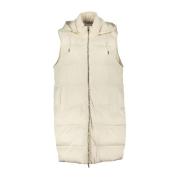 Lang gewatteerd vest met rits en capuchon Kocca , Beige , Dames