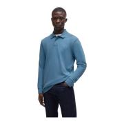 Blauwe polo met lange mouwen Hugo Boss , Blue , Heren