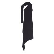 Zwarte One Shoulder Asymmetrische Jurk Courrèges , Black , Dames