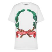 Grafische Print Katoenen T-Shirt Moschino , White , Dames