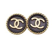 Pre-owned Metal earrings Chanel Vintage , Black , Dames